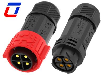 China Red IP67 Power Cable Connector 500V 40A Soldering Type Male Female Connector 4 Pin for sale