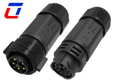 China 5 Pin Waterproof Cable Connector Male Female Round Outdoor Power Connector 300V for sale