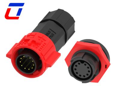 China Red M19 IP67 Waterproof Connector 10 Pin Male Female Water Tight Cable Connector for sale