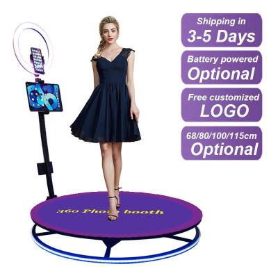China 100cm 360 Photo Booth Machine Automatic Rotating Spinner Platform with Ring Light for sale