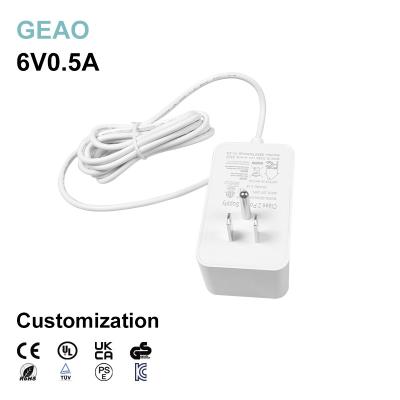 China 6v 0.5a Ip55 Wall Socket Power Adapters Waterproof 3 Pin Grounded Us Plug for sale