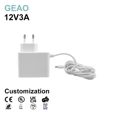 China Desktop 12v 3a Wall Mount Power Adapters 100VAC - 240VAC Input Voltage CCC for sale