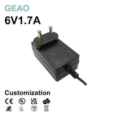 China VI 1.7A 6V Wall Mount Power Adapters Unit For Industrial Use for sale