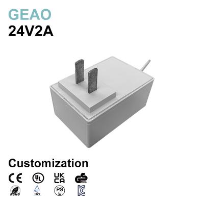 China 48W 24v 2a Wall Mount Power Supply Adapter High Temperatura Resistant SAA for sale