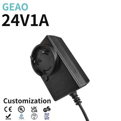China 24V 1A Black Interchangeable Power Adapter OEM / ODM Customized for sale