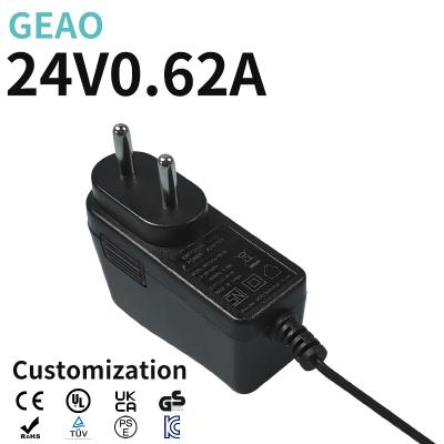 China 0.62A 24V DC Power Adapter Powerful Reliable Wall Plug Power Supply ROHS for sale