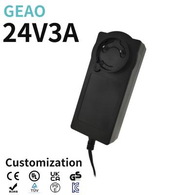 China Adaptador de 24V 3A/fuente de alimentación permutables negros ABS+PC en venta