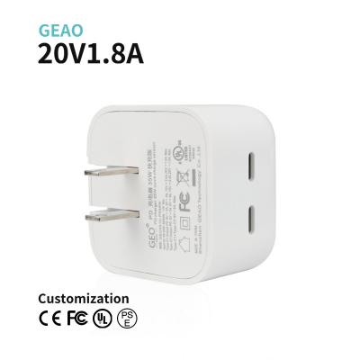 China 20V 1.8A GaN Fast Charger PD 35W Dual USB C Charger With UK Plug for sale