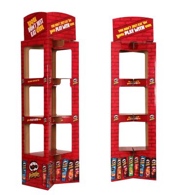China Foldable Flooring Racking Display Cardboard Candy Carton Product POP Store Shelf Display Rack Stand for sale