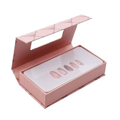 China Recycled Paper Nails Packaging Box With Bag , Gift Press On Nail Packaging Box for sale