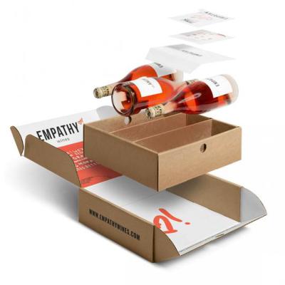 China Cerveza de papel de las cajas de envío de la cartulina del anuncio publicitario de Kraft de vino que embala del parte movible de encargo reciclable de la botella para la caja de empaquetado del regalo en venta