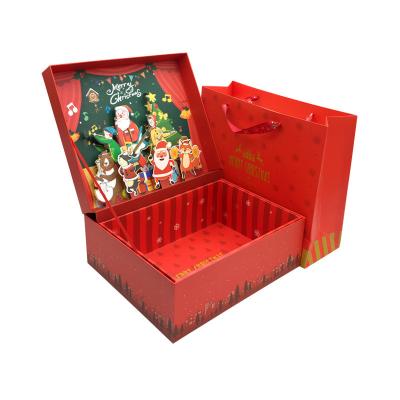 中国 Party Christmas Eve Gift Paper Favour Boxes For Cookie Candy Apple Portable 販売のため