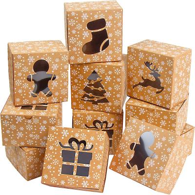 China Recycle Kraft Paper Cake Box , Bakery Cupcake Box Packaging With Plastic Clear Windows à venda