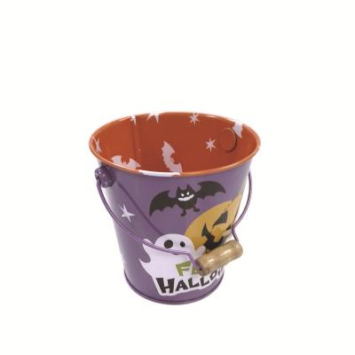 China EVA Halloween Printed Tin Boxes Bucket Recyclable With Handle for sale
