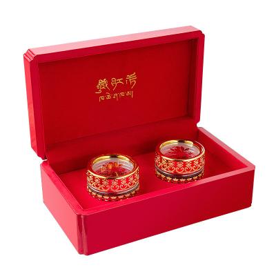 Cina MDF wooden box for tea canister rectangle wooden tea box Storage Gift Red Packaging Wooden Box with velvet insert in vendita