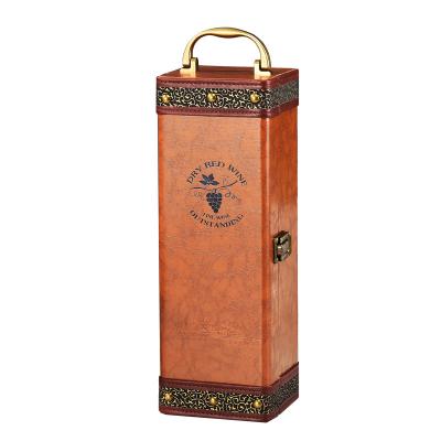 China Waterproof Practical Leather Wine Gift Box , Thickened Single Wooden Wine Box for sale