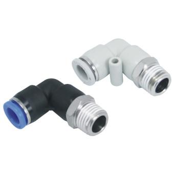 China PL Plastic Equal Pneumatic Tube Fittings Male Thread Elbow BSP BSPP for sale
