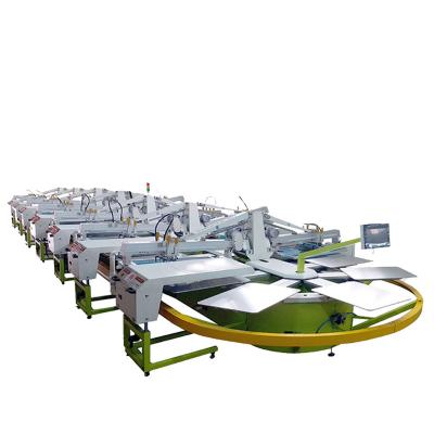 China Flat Carousel T Shirt Multicolor  Silk Screen Printing Machine 14 Color 48 Stations for sale