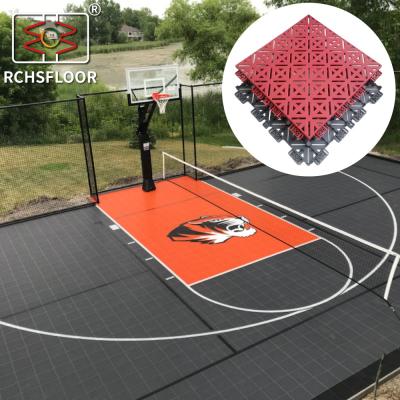 China 295g Basketball Court Plastic Tiles Athletic Court Volleyball Floor Tiles for sale