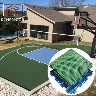China CE RoSH Patio de baloncesto azulejos de plástico 1000 piezas de suelo deportivo entrelazado de PP en venta