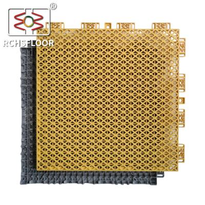 China Yellow PP Interlocking Tiles In Carton Package Backyard Court Tiles for sale