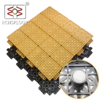 China PP Polypropylene Interlocking Floor Tiles For Sports Court Blue Green Yellow for sale