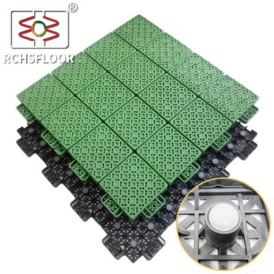 China Green Yellow Backyard Court Tiles 414g/ Piece Sports Flooring Tiles for sale