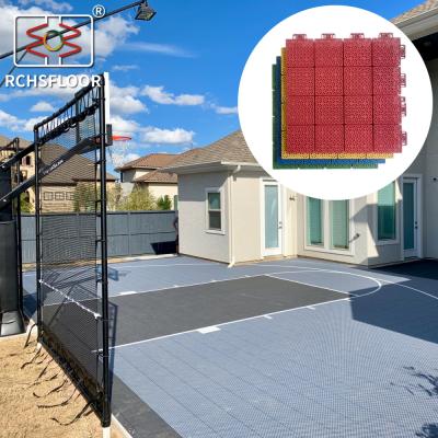 China Weatherproof 1.61cm Thick PP Tiles For Basketball Court Tennis Court for sale
