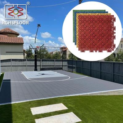 China 304.8mm*304.8mm Tennis Court Tiles Outdoor PP Basketball Court Flooring for sale