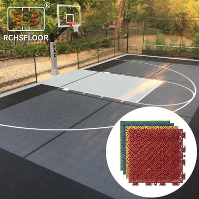 China 14.9mm Outdoor Sports Tennis Court Tiles Polypropylene Floor Tiles for sale