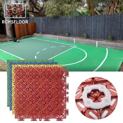 China Tiles de PP entrelazados para canchas de tenis canchas de baloncesto 304.8mm*304.8mm en venta