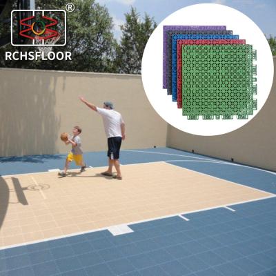 China Pedaços de piso de quadra de basquetebol de PP interligados de espessura 1,27 cm resistentes ao deslizamento à venda