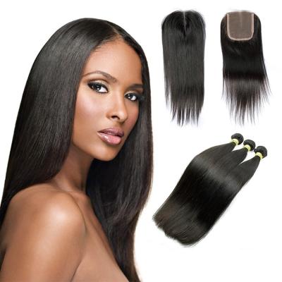 China 10A Straight Human Hair Extensions , Natural Black Unprocessed Brazilian Human Hair for sale