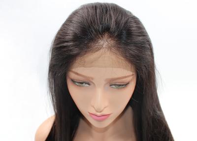 China Cordón medio de Brown del cordón del cabello humano de la onda recta sedosa llena india cruda de las pelucas en venta