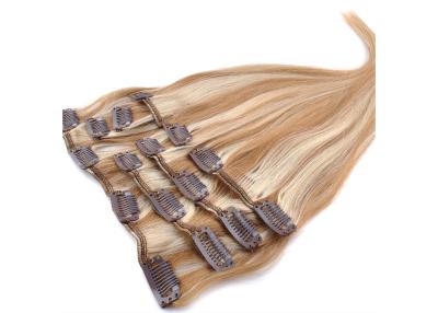 China Gold Clip In Natural Hair Extensions , Double Weft 100 Remy Clip In Hair Extensions for sale