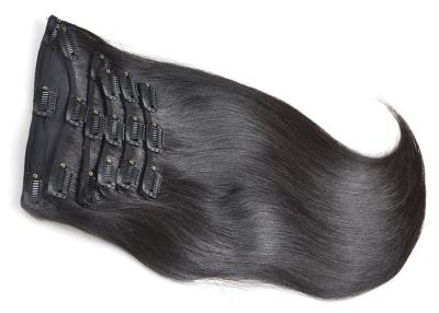 China Grampo de cabelo humano natural do preto 100 nas extensões saudáveis de um único doador à venda