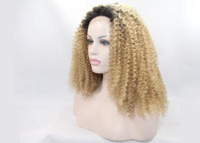 China Kinky Curly Synthetic Lace Front Wigs Cap With Stretch Ability And Adjustable Straps for sale