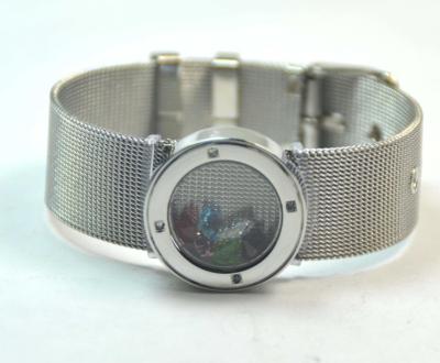 China Mesh Belt Stainless Steel Glass Round Floating Charm Living Lockets Bracelet GLB013 for sale