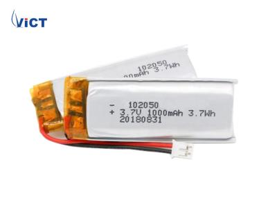 China High Power 3.7 V Lithium Polymer Battery 1000 MAh Rated Capacity Dimension 10*20*50 mm for sale