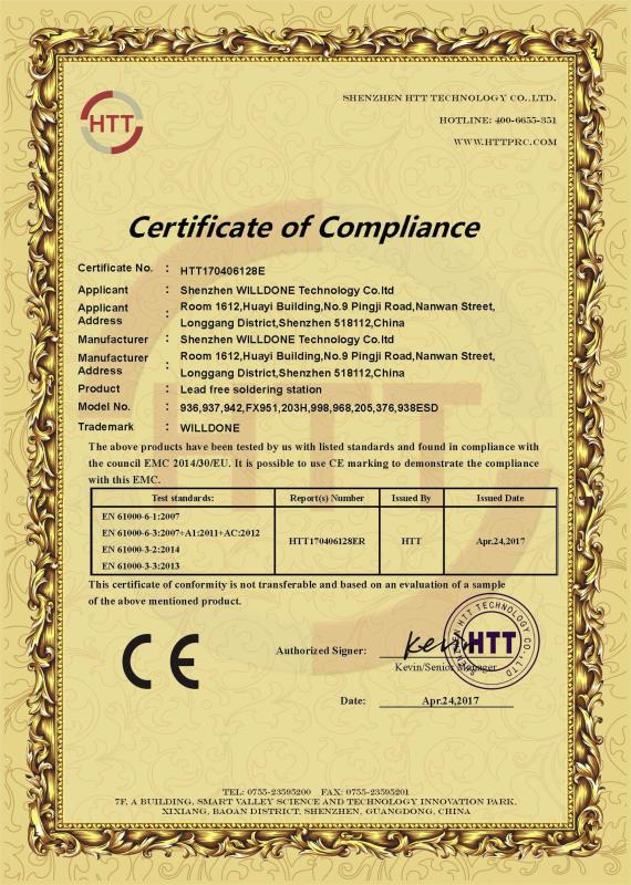 CE - Shenzhen Willdone Technology Co., Ltd.