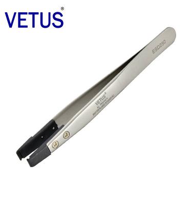 中国 VETUSの頭部は検査を修理するための取り替え可能なステンレス鋼esdのピンセットをひっくり返します 販売のため