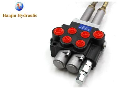 China Hydraulic Joystick Control 2 Spool Valve 40lpm / 11gpm Cables Joystick for sale