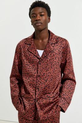 China Collar Contrast Silk Satin Pajamas Mens Long Sleeve Polyester Pjs Sleepwear for sale