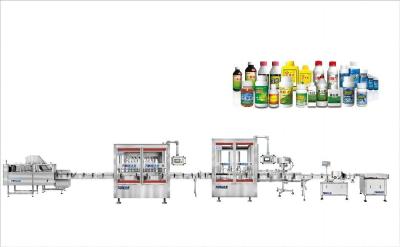 Chine 100ml-1L ligne d'emballage de pesticides automatique pour le remplissage de bouchon et l'étiquetage à vendre