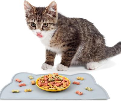 China Silicone Pet Food Mat For Floor Waterproof Non Slip Pet Feeding Mat Raised Edge Cat Bowl Mat Travel Easy ToTake PlaceMat for sale