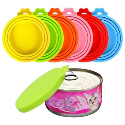 China BPA FreeFood Can Lids Silicone Pet Food Can Covers For Dog Cat Food, One Can Cap Fit Most Standard Size Dog Cat Food Can for sale