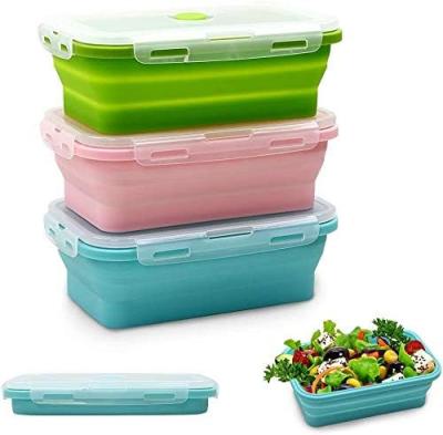 China BPA Vrij Bento Silicone Lunch Box Leakproof 3 Compartiment voor Volwassenen Te koop