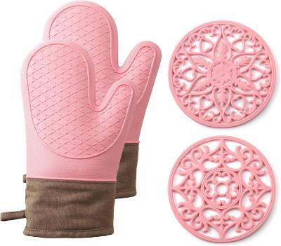 Cina BARBECUE riutilizzabile ispessito Oven Gloves Silicone Multipurpose Odorless in vendita
