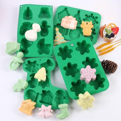 China Large Size Christmas Silicone Molds For Mini Cakes / Handmade Soap / Chocolate for sale