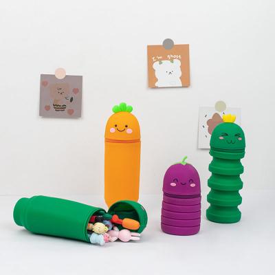 China Cute Silicone Pencil Holder Girls Boys Storage Bag Students Stationery for sale